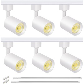 VANoopee 6-Light LED Track Lighting Kit with 6.6FT H Type Track Rails, Dimmable Track Light Heads Bright Ceiling Spotlight Fixture for Kitchen Accent Art, 3000K Warm White, No Flicker 10W 800lm White