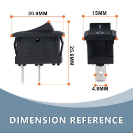 Innfeeltech 10 Pcs Black Mini Rocker Switch Black KCD1-101 2 Pin 2 Position Toggle Switch, 20 Wires (10 Black, 10 Red) with 10 Waterproof Caps