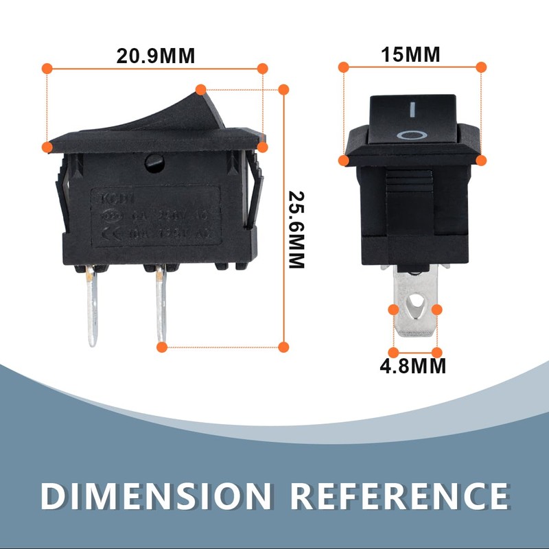 Innfeeltech 10 Pcs Black Mini Rocker Switch Black KCD1-101 2