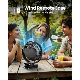 06 Stockholm Abyss, 8-Inch Clip on Fan with LED Remote Timers, 60H Working Time Portable Rechargeable Fans, Battery Powered Fan for Golf Cart, Travel, Indoor, Tent - Golf Accessories Gifts for Men Dad