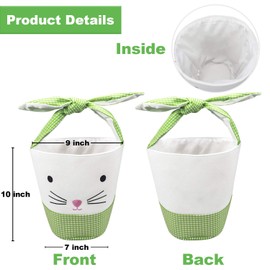 Leesgel Easter Baskets for Kids, Easter Bags Baskets Empty Boxes for Easter Egg Hunt Games, Easter Decorations Egg Basket Bucket for Easter Crafts Party Favours - Green