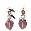 Silver with Dusty Pink Bead Dangle Earrings Heart Love Jewelry