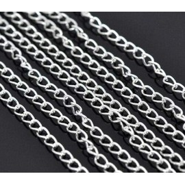 QPSupplies 10 Metres Length of Silver Plated 5mm x 3mm Open Link Curb Chain. For Jewellery Making and Art Crafts