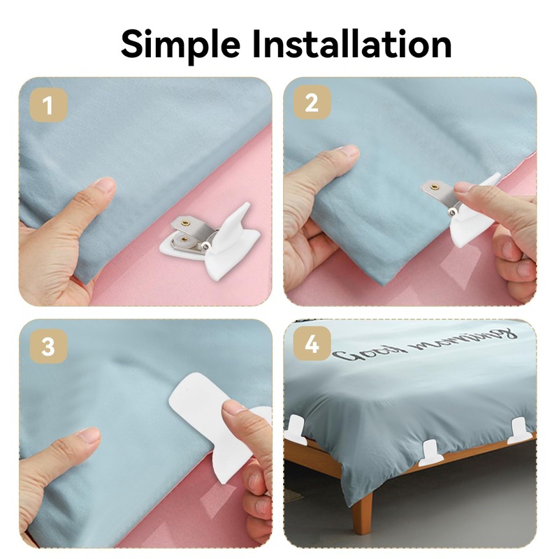 12pcs Comforter Clips, White Padded Duvet Clips Blanket Fasteners to