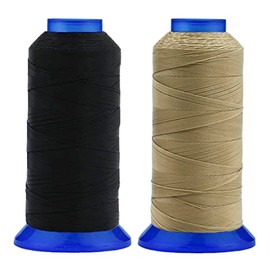 Selric [1460Yards/Black+Khaki] Pack of 2 Tex 135 Polyester Thread for sewing 730Yards #138 T135 420D UV Resistant High Strength Upholstery thread for Leather, Outdoor Market, Drapery,etc