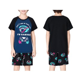 Tebbis Pajamas For Boys Fun VR + Controller Short Sleeves 2-Piece PJs Set Kid Comfy Sleepwear Size 12