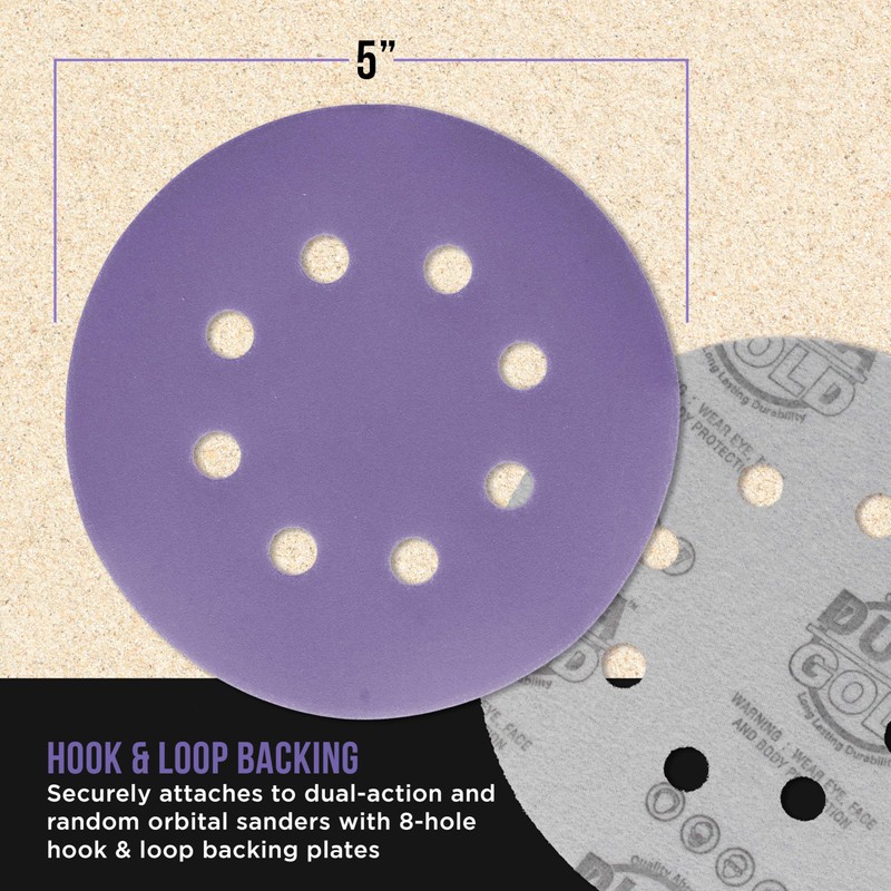 Dura-Gold Premium 800 Grit 5" Purple Film Ceramic Sanding Discs,