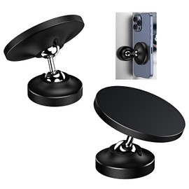 Moxamo Dual Magnetic Foldable Mobile Phone Holder, 360° Adjustable Rotating Strong Magnetic Holder, with Two Magnets, Suitable for All Mobile Phones, for Gyms, Kitchens, bathrooms, Cars (Black)