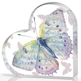 Christian Gifts for Women, Inspirational Gifts with Bible Verse and Prayers, Motivational Catholic Gift, Bible Verse Inspirational Heart-Shaped Acrylic, Faith Religious Gifts for Christian Women Men