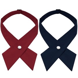 LSYJING 2 packs of French uniform ties for girl, girl adjustable cross bow tie for school uniform cross bow tie for boys and girl