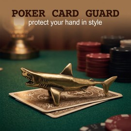 HABVPU Poker Card Guard Brass Shark Poker Card Protector, High-Quality Poker Accessories for Poker Table, Unique Lucky Charm & Poker Gifts for Men, Bronze Colour, 6.4 x 2.3 cm