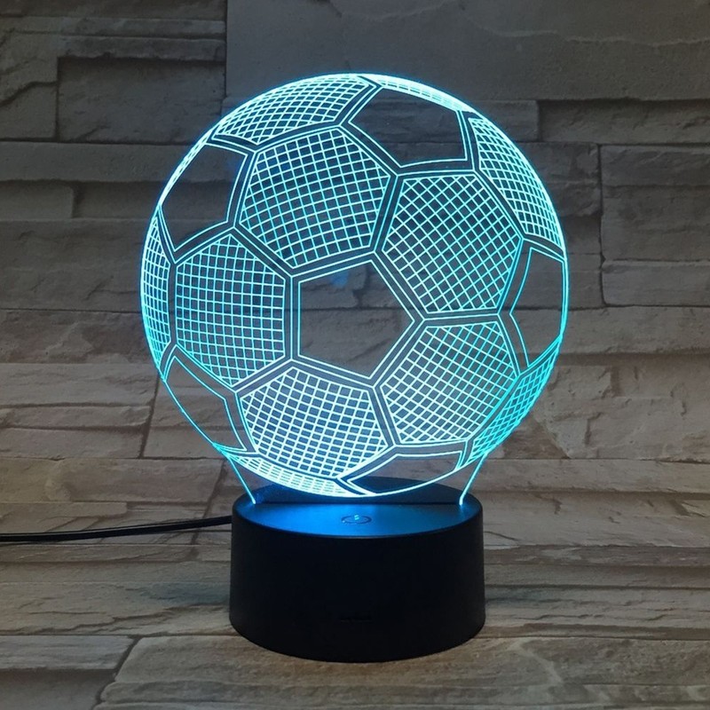 3D Visual Soccer Night Lamp USB LED Touch Football Shaped