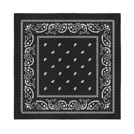 Jordefano 8 Pack XL Non Fading Paisley Polyester Bandanas 27 x 27 In - Bulk Wholesale (Black)