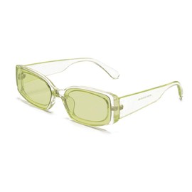 Azoxus Trendy Rectangle Sunglasses Small Plastic Frame Candy Colored Lens Green 57mm