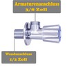Lazardo 2x Angle Valve Washbasin Wall Connection Regulating Valve 3/8