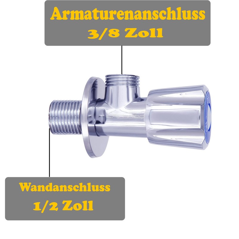 Lazardo 2x Angle Valve Washbasin Wall Connection Regulating Valve 3/8