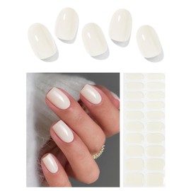 AutyaMee Semi Cured Gel Nail Strips (A Jelly Pink)-20 PCS Gel Nail Stickers | Gel Nail Wraps | UV Light Required, Salon Quality & Easy to Use