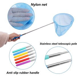 LATERN 6PCS Telescopic Butterfly Net Fishing Nets Extendable from 37 to 86cm for Kids Catching Insects Bugs Outdoor Garden Activities [6 Color]