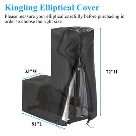 Kingling Elliptical Cover, Waterproof Elliptical Exercise Machine Cover for Home Use Elliptical Trainer Heavy Duty Protective Covers - 81''L x 33''W x 72'' H(Black)