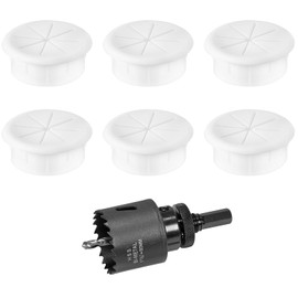 2" White Desk Grommet, JTemgle Flexible Cable Grommet with Bi-Metal Hole Saw Rubber Cable Hole Cover Wire Organizer Caps Desktop Cord Management for Home Office TV Stands Tabletops, 7 Pieces