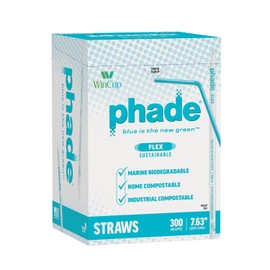 phade Eco-Friendly 7.63" Super Jumbo Drinking Straws, Wrapped 300 Count - Sustainable Marine Biodegradable, 100% Compostable, 1 Pack