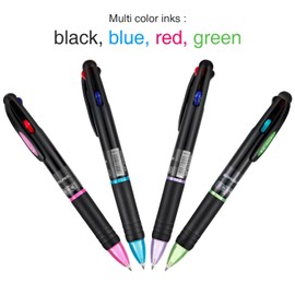 Retractable Ballpoint Pens Multicolor Pens 4 Colors Ink (Black, Blue, Red and Green) Gel Ink Ball Point Pens (12 Pack)