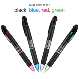 Retractable Ballpoint Pens Multicolor Pens 4 Colors Ink (Black, Blue, Red and Green) Gel Ink Ball Point Pens (12 Pack)