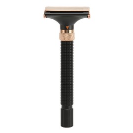 Shaving Handle Metal Safety Double Edge Reusable Shaving Long Handle for Men Women Black