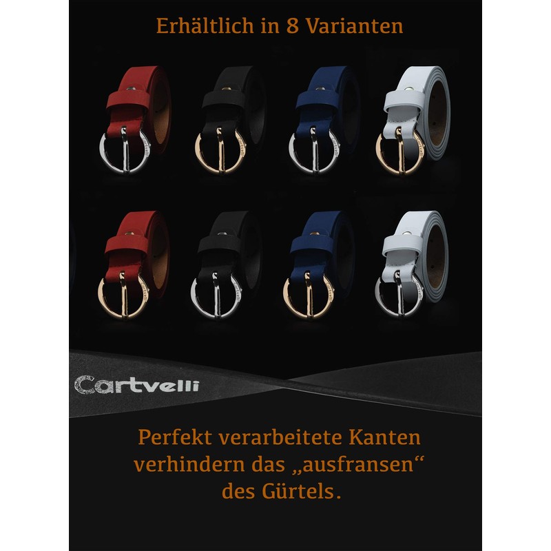 Cartvelli Women's Leather Belt 2.5 cm Narrow with Gift Box