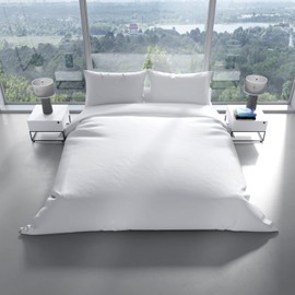 Leonado Vicenti Cotton Renforcé Plain Set of Bedroom Pillowcase, Duvet Cover with Zip, 2 Pieces, 135 x 200 cm