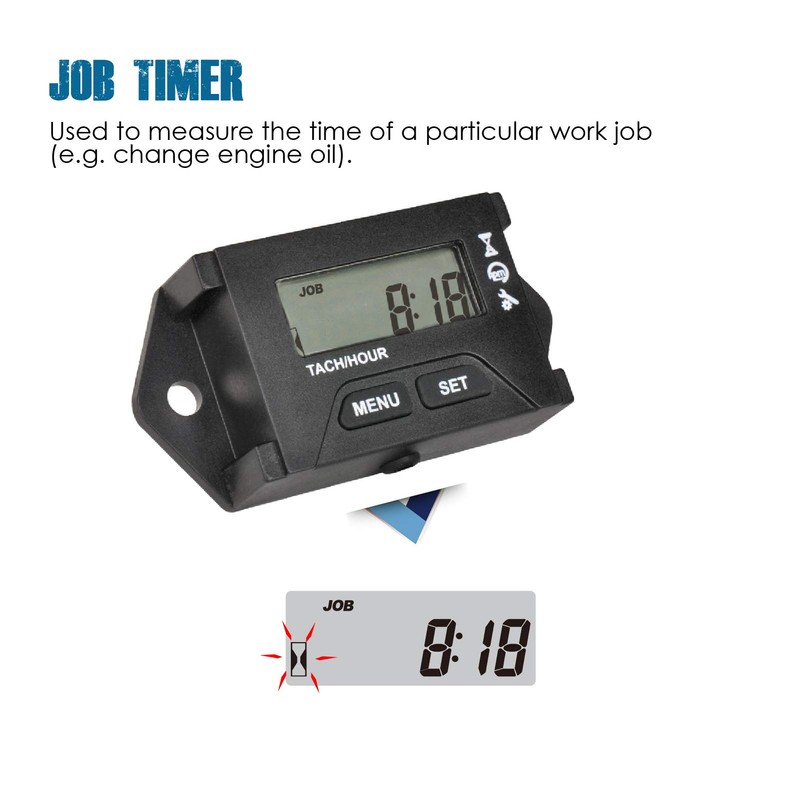 Yooreal Digital Maintenance Hours Meter Tachometer for 2 or 4