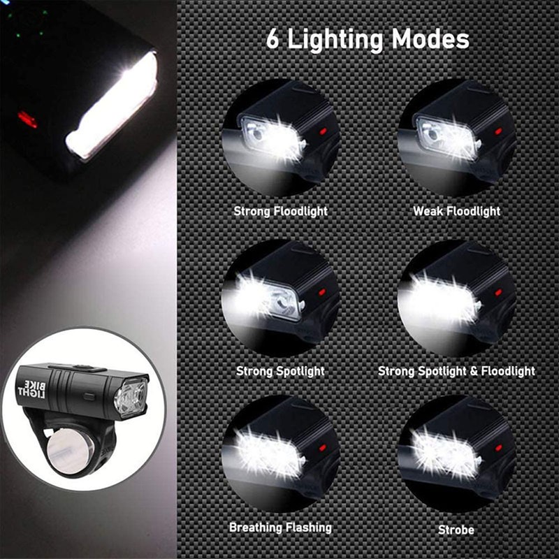 Bicycle Front Back Light USB Rechargable Bike Lamp Set Adjustable