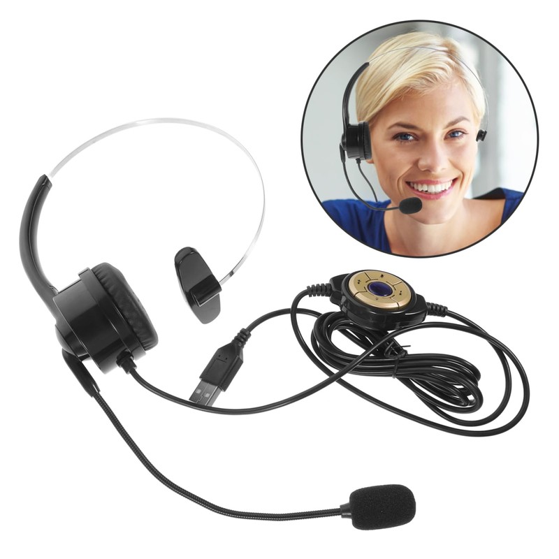 KOMBIUDA Single Ear Headset with Microphone Practical Wired Headphone for