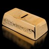 MIJOMA Money Box with Lock - Gold Bar Design, Ceramic,