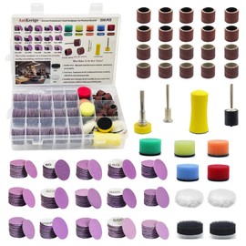 AutKerige 1 Inch Sanding Discs 334 PCS for Dremel - Alumina Hook & Loop Wet/Dry Sandpaper 60-10000 Grit, Rotary Tool Accessories Kit with Backing Pad