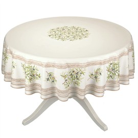 Label France 70" Round Clos des Oliviers Cream French Tablecloths Coated