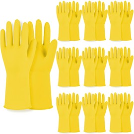 Mamison 10 Pairs Simple and Short Hands Gloves, Reusable Waterproof Household Dishwashing Cleaning Non-Slip Kitchen Rubber Glove(Large)