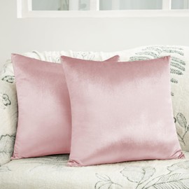 Counfeisly 2 Pack Pink Velvet Pillow Covers, 24x24 Inches Decorative Cushion Covers for Couch Sofa Bed, Super Soft and Cozy Luxury, Zippered Design