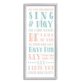 Stupell Industries Use Your Imagination Motivational List Kids Happiness Activities, Designed by Anna Quach Gray Framed Wall Art, 10 x 24, Multi