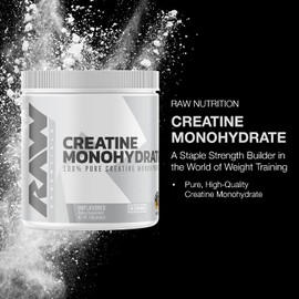 Raw Nutrition Creatine Monohydrate Powder - Unflavored Micronized Creatine Monohydrate Workout Supplement for Muscle Energy, Strength & Endurance - Creatine Powder Women & Men - 50 Servings
