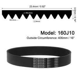 sourcing map 2pcs 160J10 PJ V-Ribbed Belt 10 Ribs 16" Length x 0.92" Width x 0.14" Height, EPDM Poly V Belt, Multi Wedge Micro V Serpentine Belt