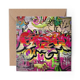 1 x Greeting Card Graffiti Wall Art Artistic - Blank Birthday Celebration Anniversary #8692