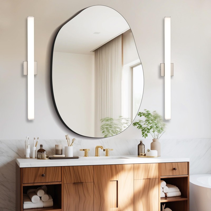 YHTlaeh Bathroom Vanity Light Brushed Nickel Square LED 31.5 inch
