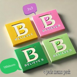 Sticky Notes 3x3 Power Stick 4 Bright Colors in 400 Pack 100 Sheets in 1 Color School Supplies Love Things to Write Office Supply People Quickly Notice Them