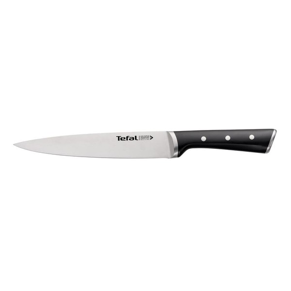 Tefal Ice Force K23207 Meat and Ham Knife, Hand Protection, Stainless Steel, Black, 20 cm