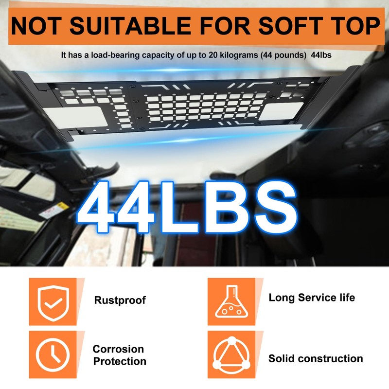 Roof Molle Panel, Compatible with 2007-2018 Jk (Hardtop Models Only),