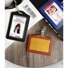 2 Pcs Black&Brown Leather ID Badge Holder, One Sided Clear