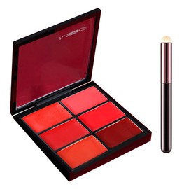 Okerker 6-Color Lipstick Palette – Velvet Matte Lip & Cheek Tint | Long-Lasting, Waterproof, Highly Pigmented | All-in-One Lip Palette for Every Occasion