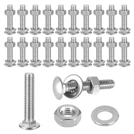 Carriage Bolts M6 x 40 mm, M6 x 40 mm, M6 Flat Head Bolts, Stainless Steel A2 V2A, Carriage Bolts with Nuts and Washers Set