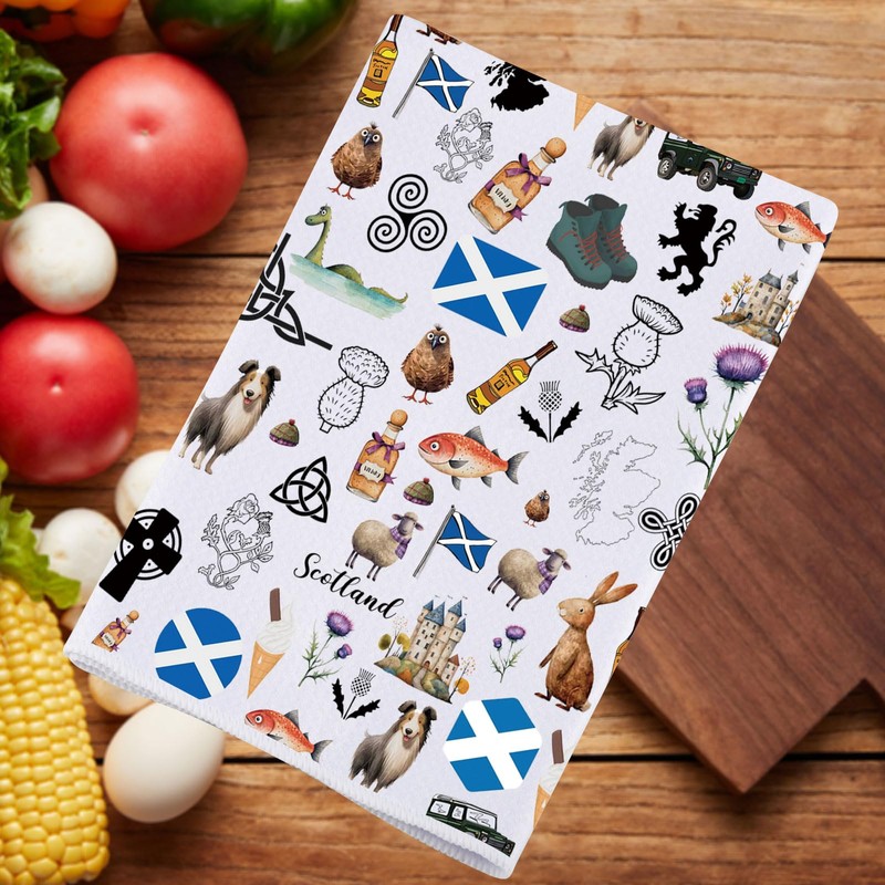 MYSOMY Scottish Kitchen Towels Scottish Kitchen Decor Scottish Thistle Towel